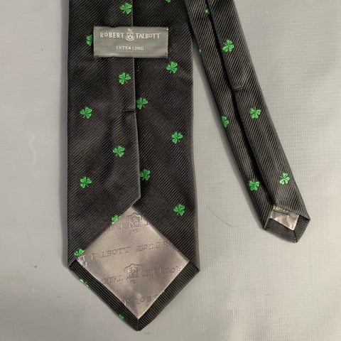 ROBERT TALBOTT Green Black Floral Silk Tie