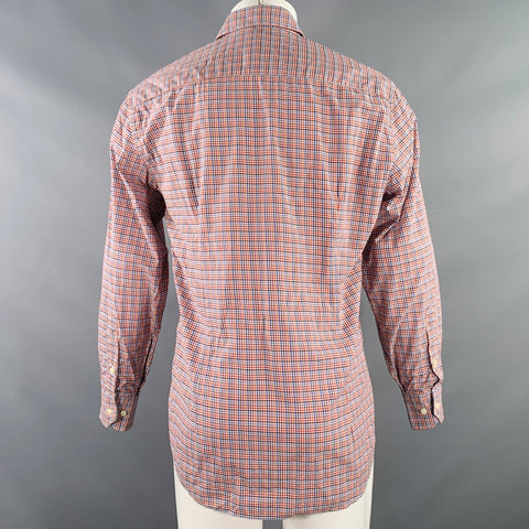 CULTURATA Size M Red Blue White Plaid Cotton Long Sleeve Shirt