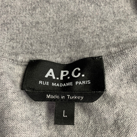 A.P.C. Size L Grey Knit Cotton Cashmere Polo Pullover