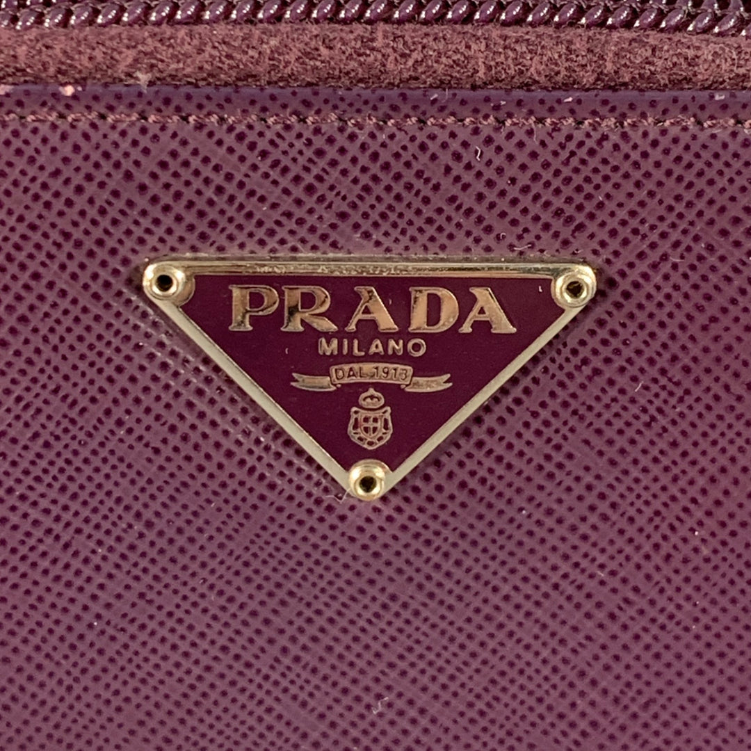 PRADA Purple Saffiano Leather Zip Wallet