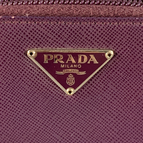 PRADA Purple Saffiano Leather Zip Wallet