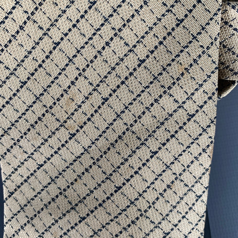 ISSEY MIYAKE Tan Navy Plaid Silk Tie