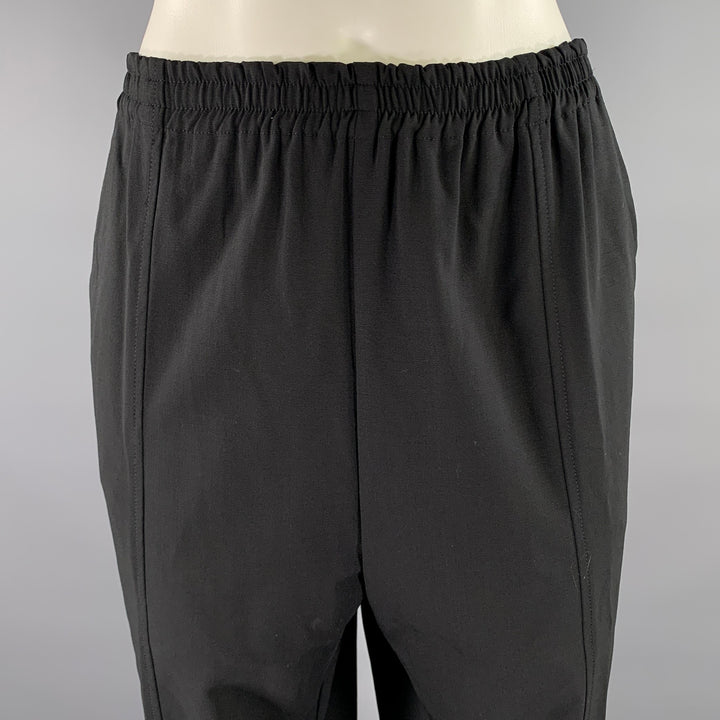 ESKANDAR Size XL Black Wool Elastane Pants