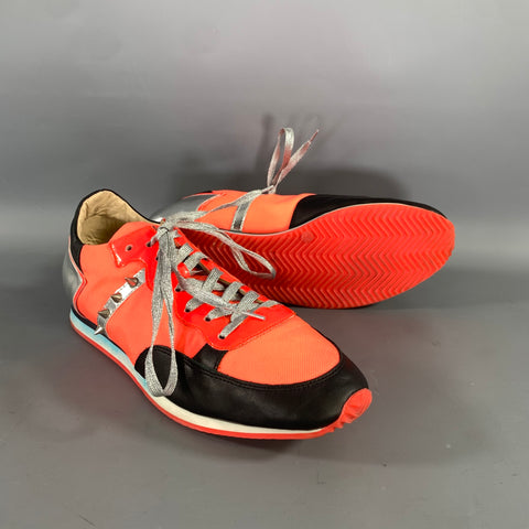 RUTHIE DAVIS Size 9 Orange Black & Silver Color Block Nylon Lace Sneakers