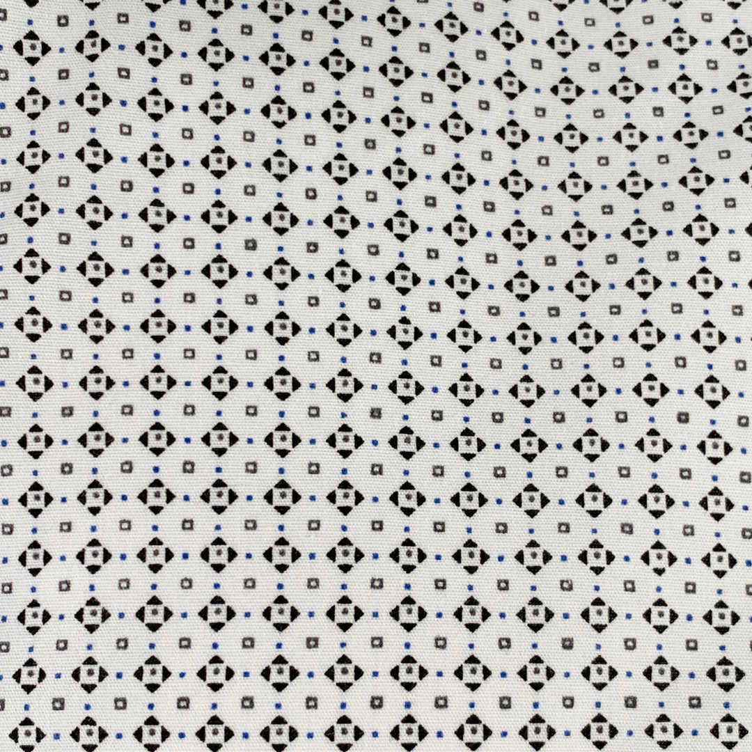VERSACE Size XL White Black Geometric Cotton Blend Long Sleeve Shirt