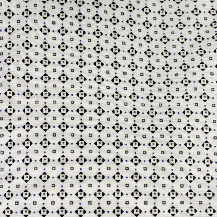 VERSACE Size XL White Black Geometric Cotton Blend Long Sleeve Shirt
