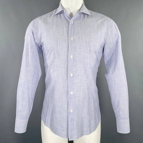 BOGLIOLI Size M Blue White Stripe Spread Collar Long Sleeve Shirt