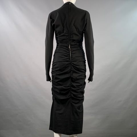 DOLCE & GABBANA Size 8 Black Viscose Blend Ruched Bodycon Cutout Cocktail Dress