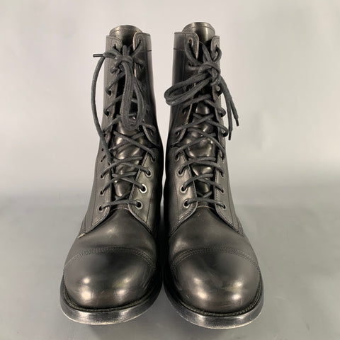 ALEXANDER MCQUEEN Size 9.5 Black Leather Lace Up Boots