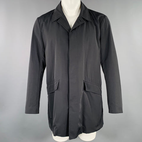 THEORY Size M Marvey Conquest Black Nylon Cotton Single Breasted Coat