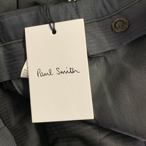 PAUL SMITH Size 34 Black Cotton Pleated Formal Tapered Dress Pants
