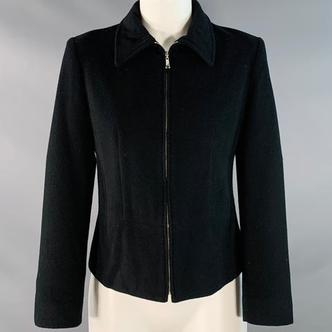 LOUBEN Size 4 Black Wool Blend Zip Up Jacket