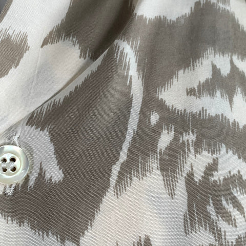 BYBLOS Size 46 Tan Cream Floral One Pocket Short Sleeve Shirt