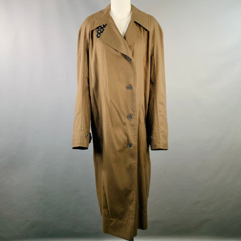 HAIDER ACKERMANN Size S Olive Black White Cotton Raglan Sleeve Coat
