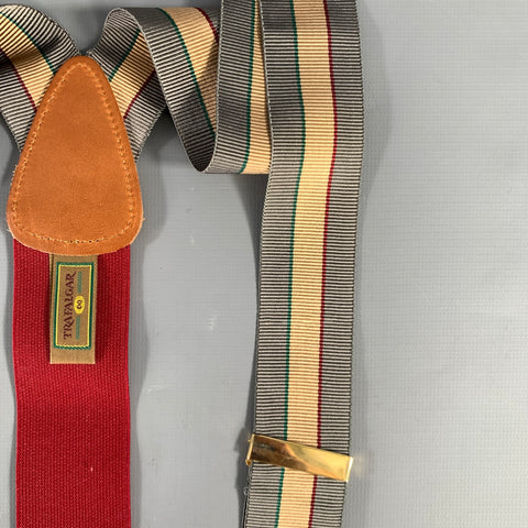 TRAFALGAR Grey Gold green red Stripe Suspenders