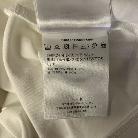 MONCLER Size XL White Cotton Blend V Neck T Shirt