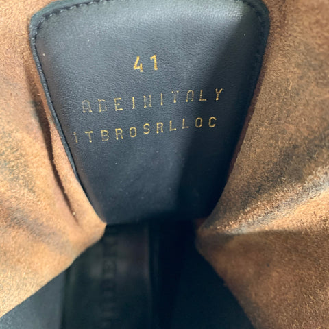 BURBERRY Size 8 Black Leather Lace Up Boots