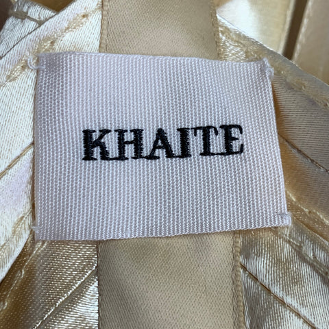 KHAITE Size XL Sukey Gold Viscose Satin Straps Harness Dress Top