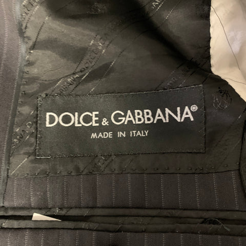 DOLCE & GABBANA Size 36 Black Pinstripe Wool Blend Jacket