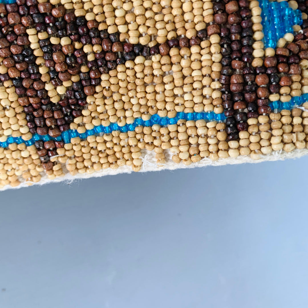 RALPH LAUREN Size M Beige Turquoise Brown Leather Beaded Belt