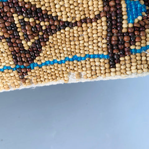 RALPH LAUREN Size M Beige Turquoise Brown Leather Beaded Belt