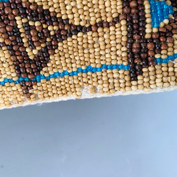 RALPH LAUREN Size M Beige Turquoise Brown Leather Beaded Belt