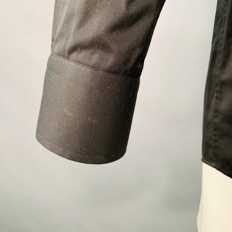 ETON Size M Black Cotton Curved Cutaway Long Sleeve Shirt
