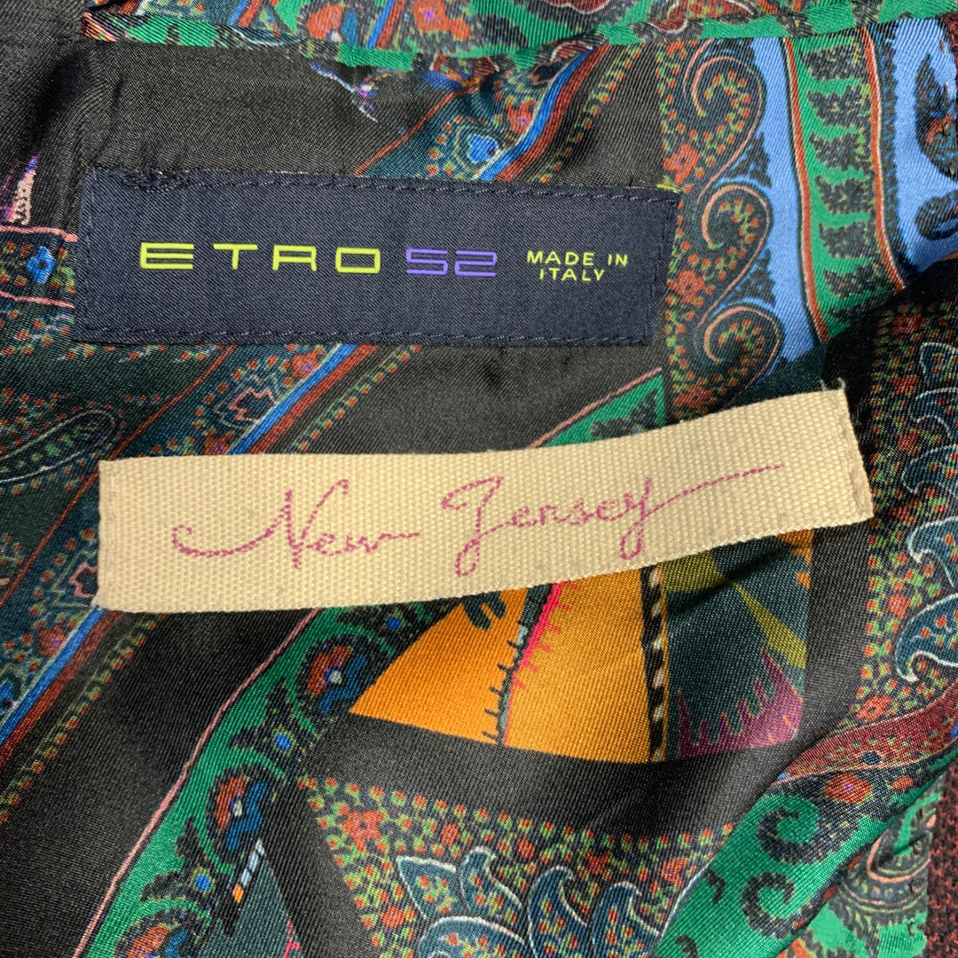 ETRO Size 42 Red Black Glenplaid Wool Contrast Trim Notch Lapel Sport Coat
