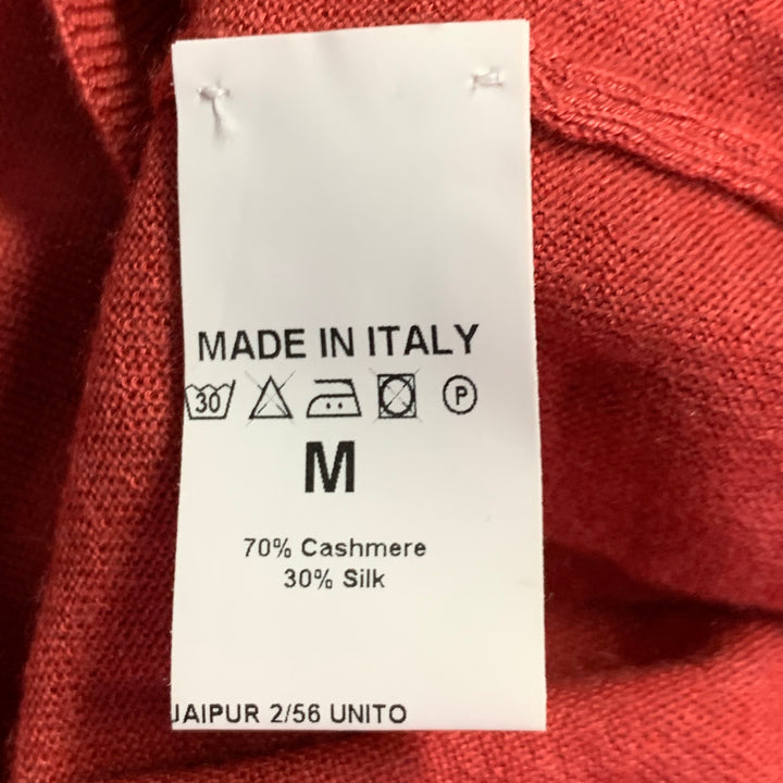 ISAIA Size M Brick Red Cashmere Silk Hoodie Pullover