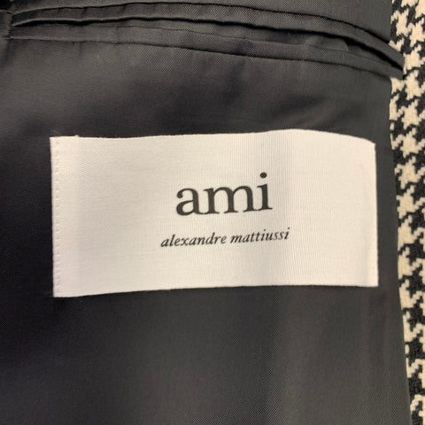 AMI by ALEXANDRE MATTIUSSI Size 36 Black White Wool Blend Houndstooth Coat