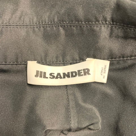 JIL SANDER Size 4 Black Polyester Silk Open Front Coat