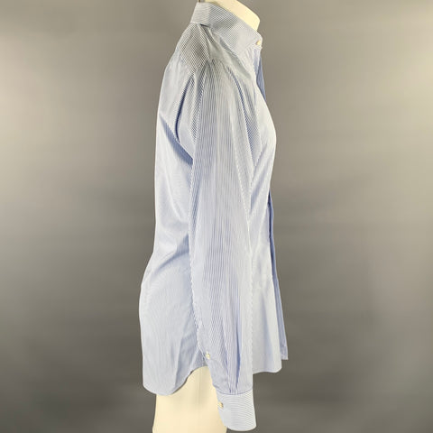 HAMILTON Size S Blue Light Blue Stripe Cotton Spread Collar Long Sleeve Shirt