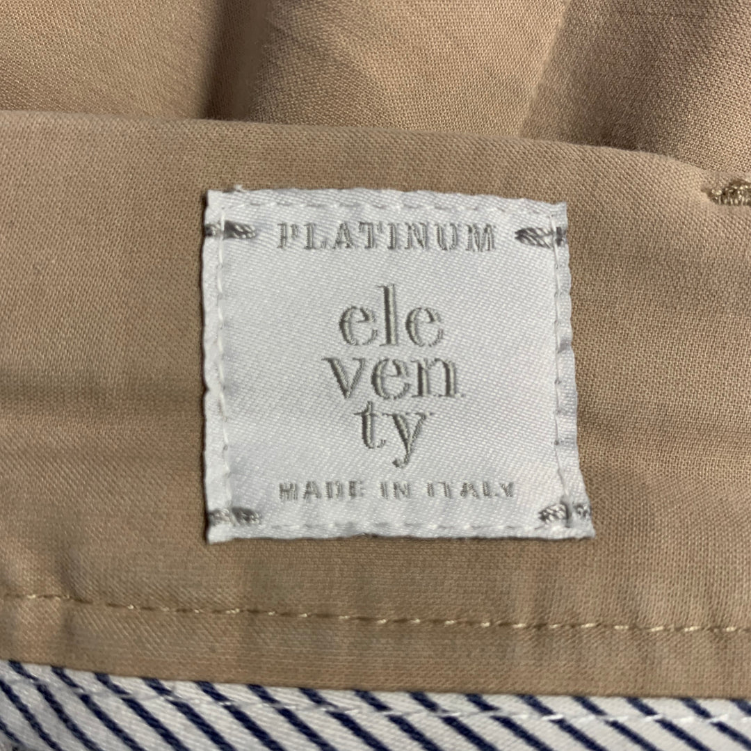 ELEVENTY Size 31 Khaki Cotton Blend Straight Casual Pants
