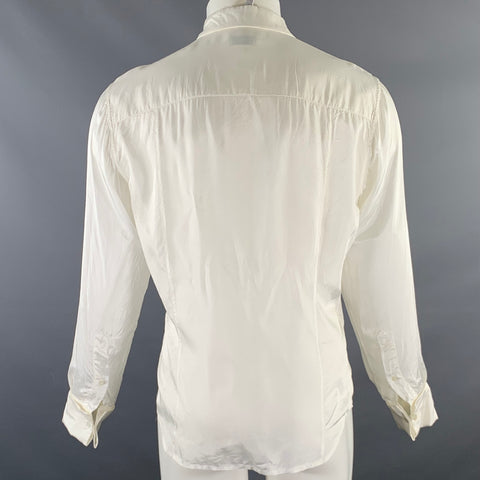 DRIES VAN NOTEN Size S White Viscose Blend French Cuff Long Sleeve Shirt