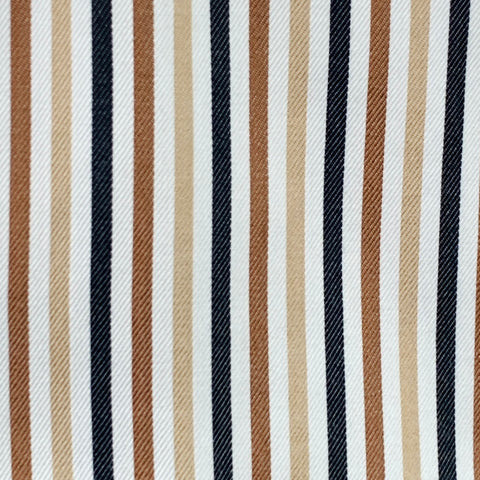 ERMENEGILDO ZEGNA Size XL White Brown Black Stripe Cotton Long Sleeve Shirt