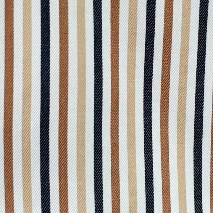 ERMENEGILDO ZEGNA Size XL White Brown Black Stripe Cotton Long Sleeve Shirt