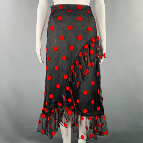 JIL STUART Size 2 Black Red Polyester Blend Polka Dot Bow Set