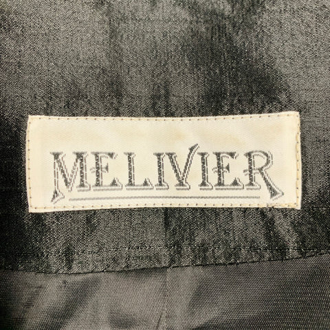 MELIVIER Vintage 1980s Size 4 Black Silk Shantung Padded Shoulders Double Breasted Jacket Blazer