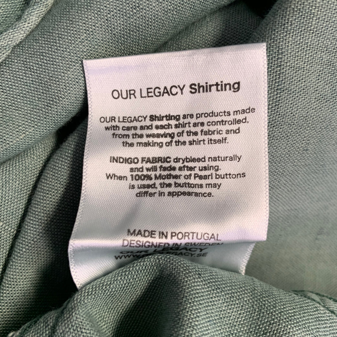 OUR LEGACY Size 38 Green Cotton One Pocket Long Sleeve Shirt