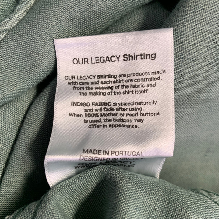 OUR LEGACY Size 38 Green Cotton One Pocket Long Sleeve Shirt