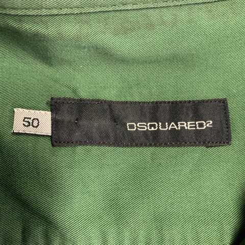DSQUARED2 Size M Green Cotton Blend Spread Collar Long Sleeve Shirt