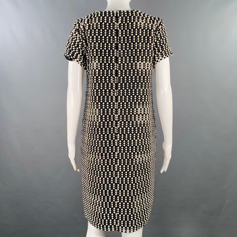 BLACK FLEECE Size M Black White Wool Blend Textured Shift Dress