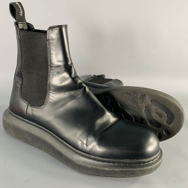ALEXANDER MCQUEEN Size 9.5 Black Leather Platform Chelsea Boots