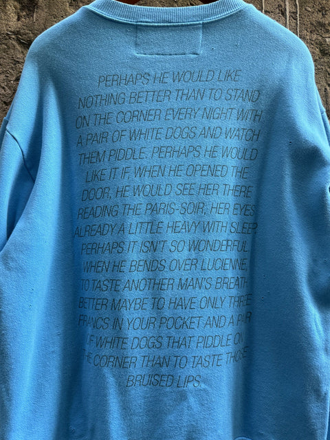 ENFANTS RICHES DEPRIMES SS2017 Size XL Blue Graphic Cotton Crew Neck Sweatshirt