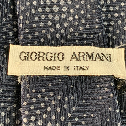 GIORGIO ARMANI One Size Black Grey Dots Silk Tie