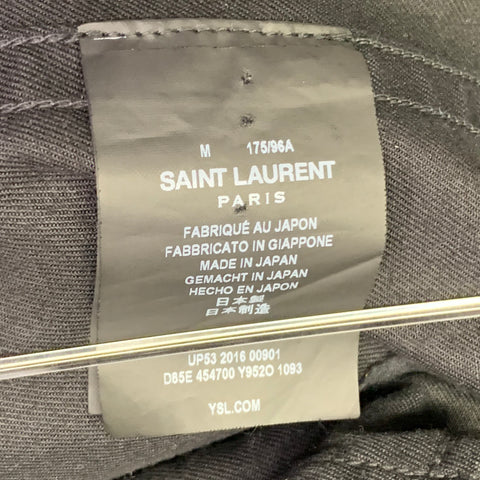 SAINT LAURENT Size 40 Black Studded Cotton Coat
