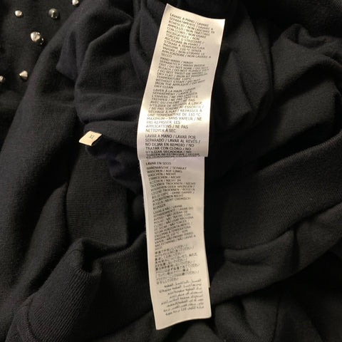GUCCI Size XL Black Studded Cotton Hooded Sweatshirt