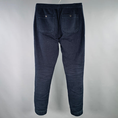 TAYLOR STITCH Size S Apres Navy Sashiko Slub Organic Cotton Drawstring Casual Pants