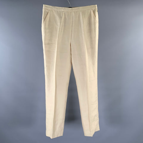 OSCAR DE LA RENTA Size 10 Cream Linen Dress Pants