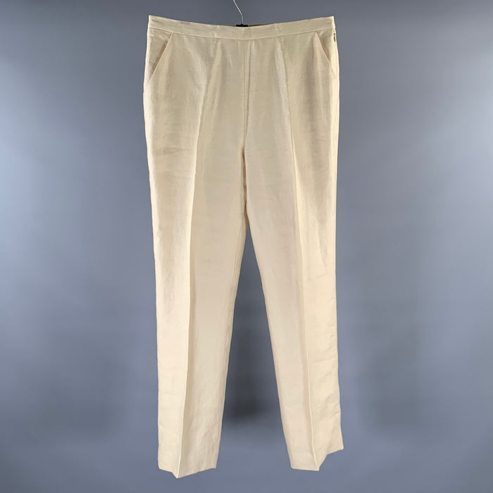 OSCAR DE LA RENTA Size 10 Cream Linen Dress Pants